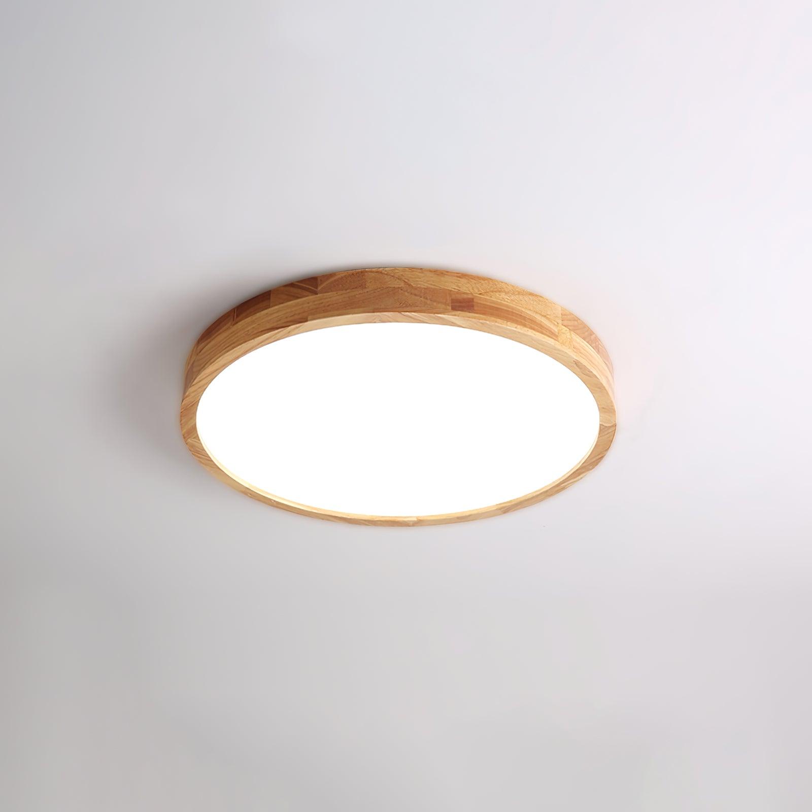 Moderne Nordische Runde Holz LED Deckenleuchte 1-Licht