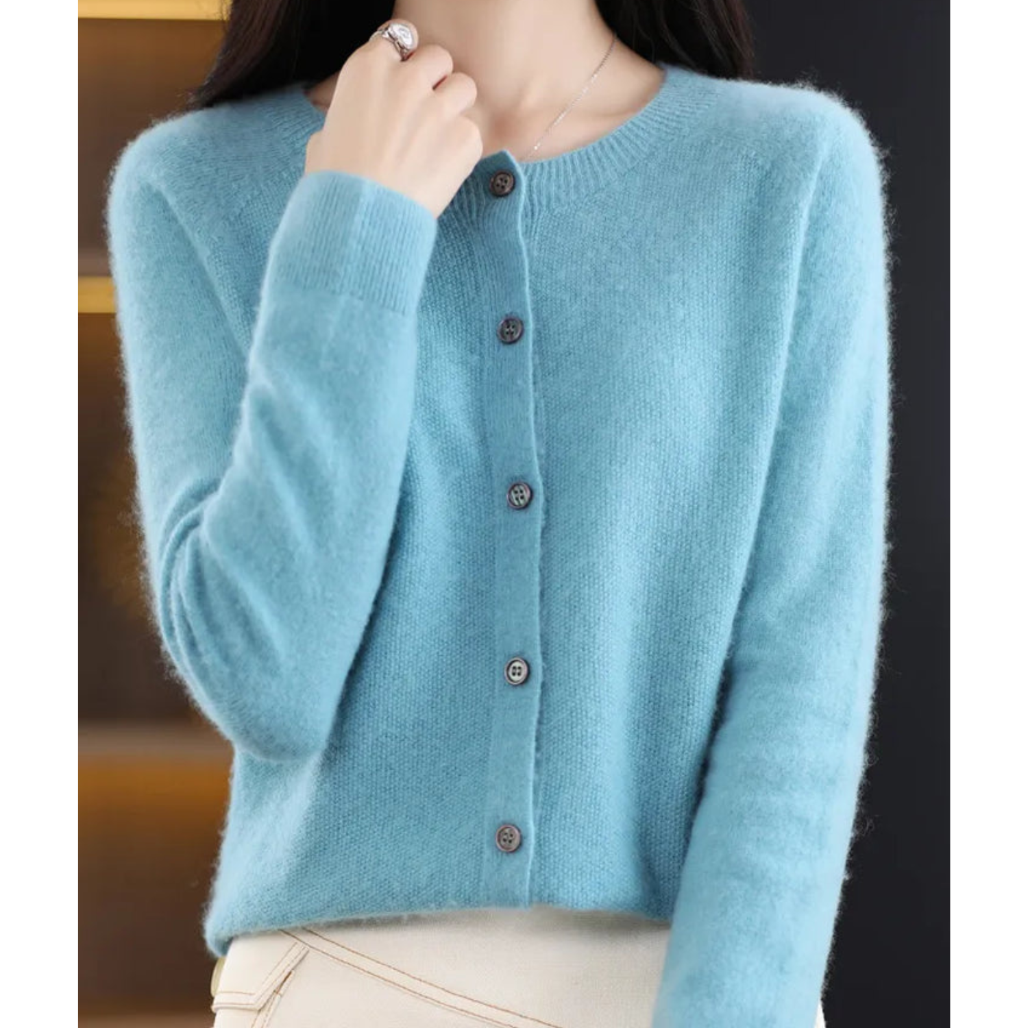 Zuiver Merinowolle Damen O-Hals Gestrickte Weste Kaschmir Pullover