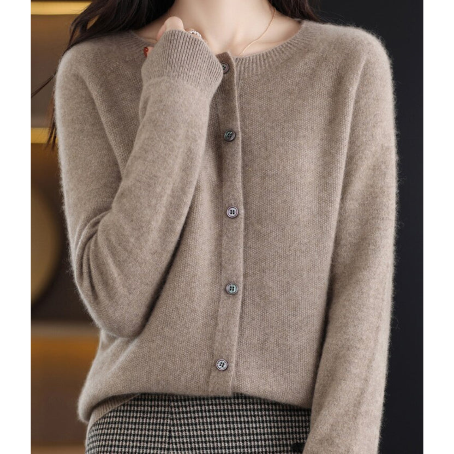 Zuiver Merinowolle Damen O-Hals Gestrickte Weste Kaschmir Pullover