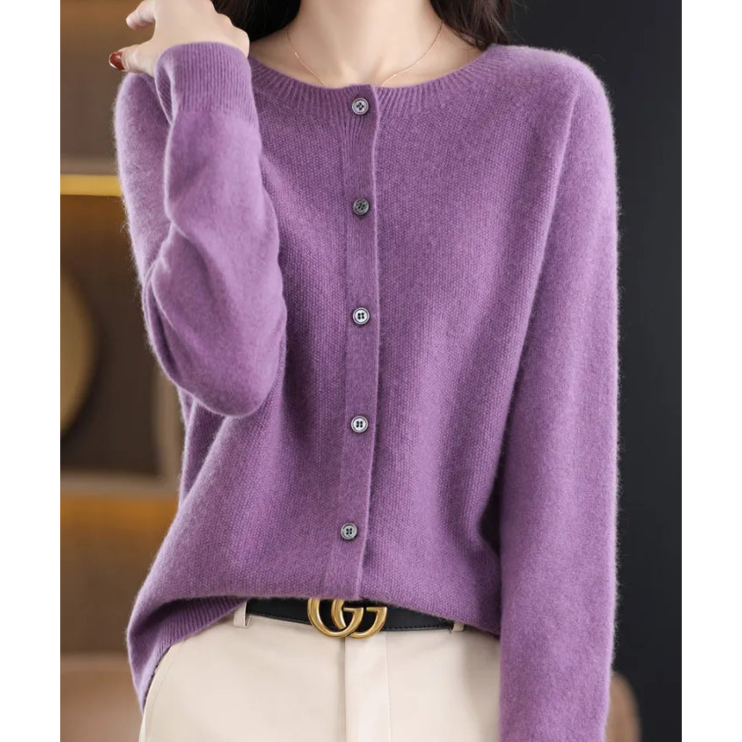 Zuiver Merinowolle Damen O-Hals Gestrickte Weste Kaschmir Pullover
