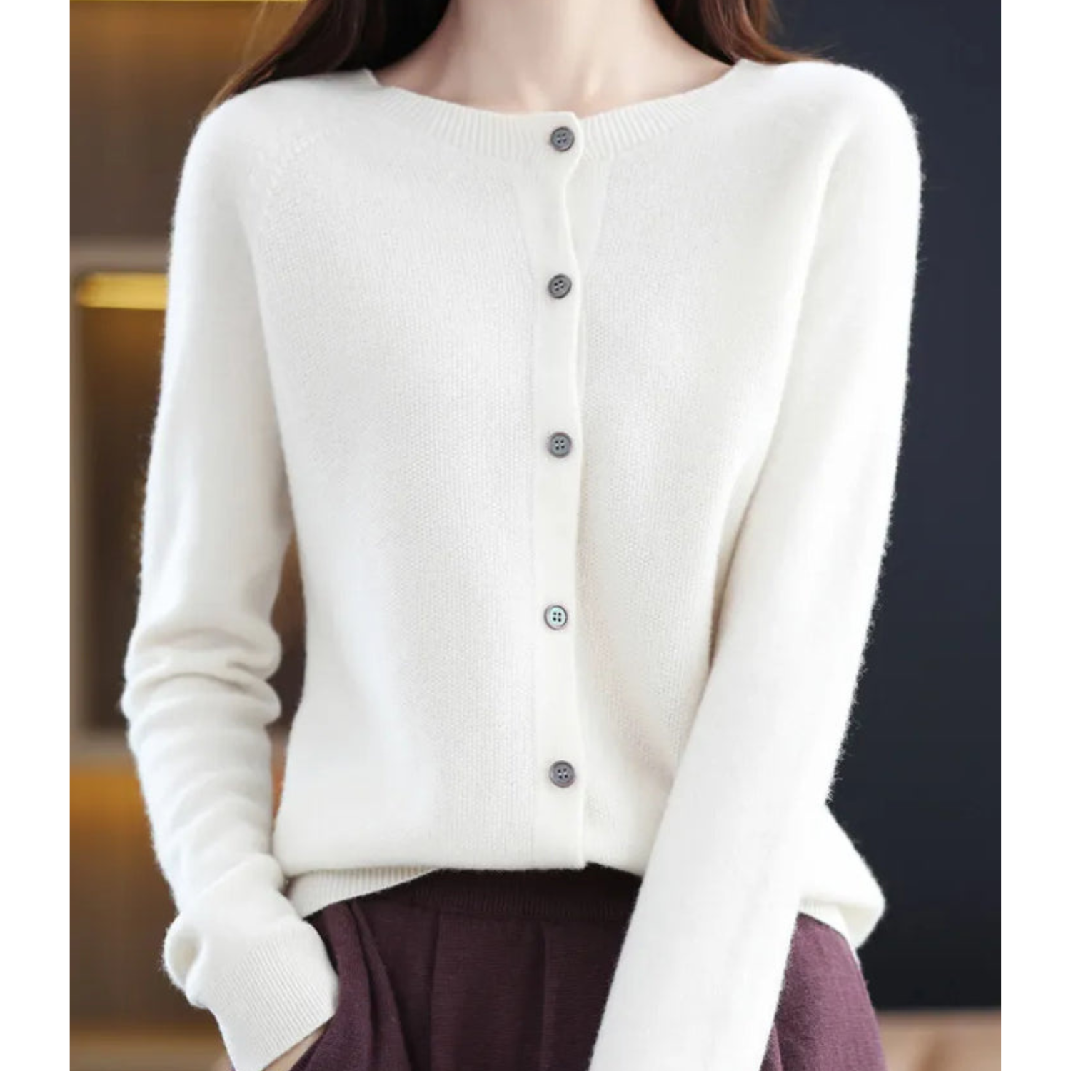 Zuiver Merinowolle Damen O-Hals Gestrickte Weste Kaschmir Pullover
