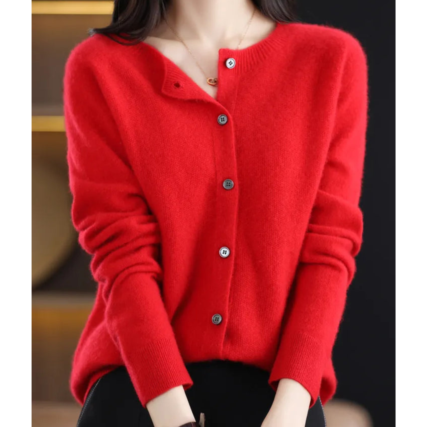 Zuiver Merinowolle Damen O-Hals Gestrickte Weste Kaschmir Pullover