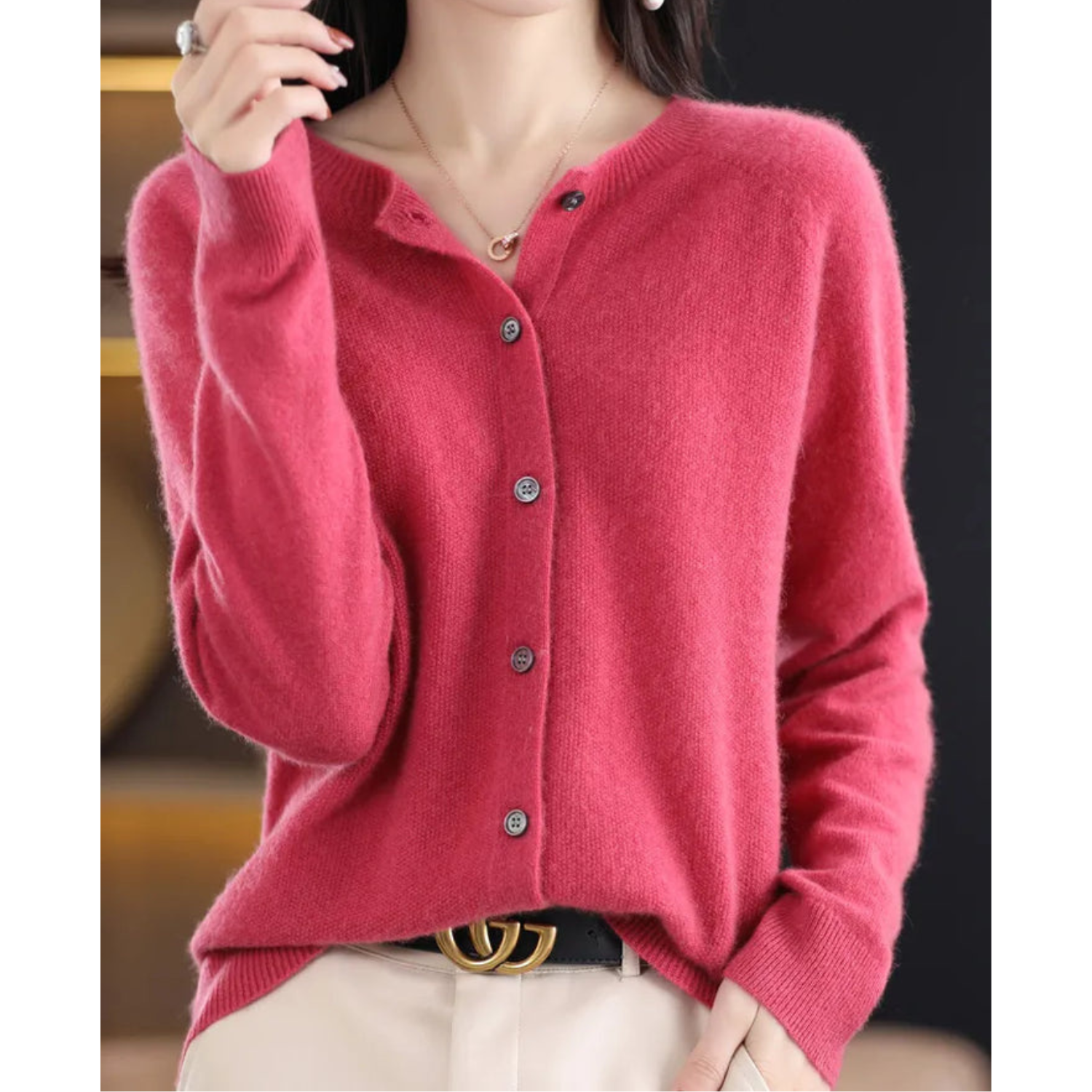 Zuiver Merinowolle Damen O-Hals Gestrickte Weste Kaschmir Pullover