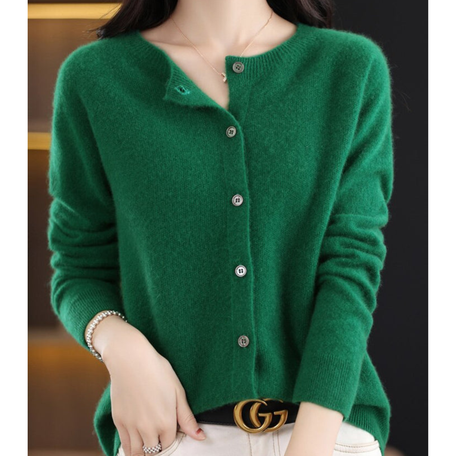 Zuiver Merinowolle Damen O-Hals Gestrickte Weste Kaschmir Pullover