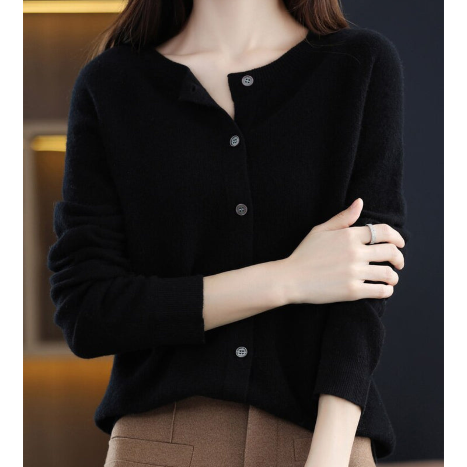 Zuiver Merinowolle Damen O-Hals Gestrickte Weste Kaschmir Pullover
