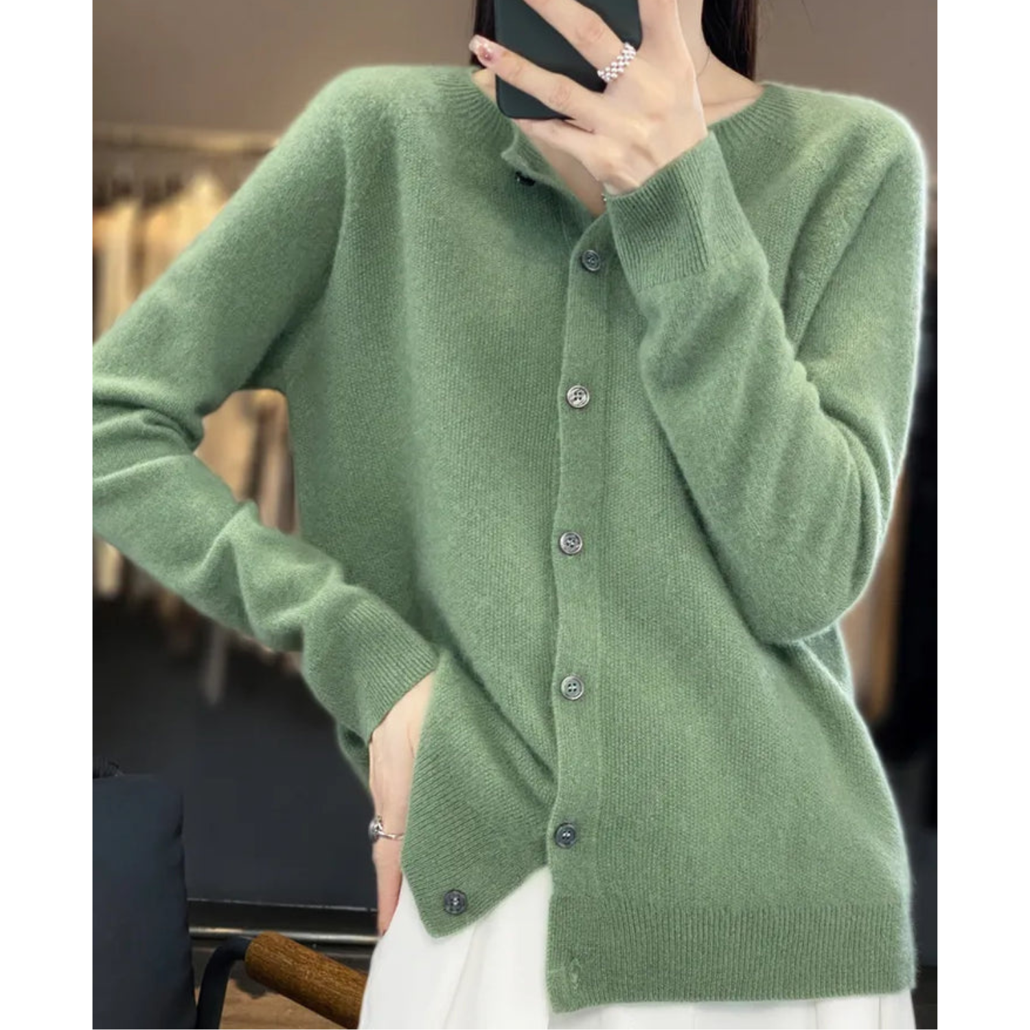 Zuiver Merinowolle Damen O-Hals Gestrickte Weste Kaschmir Pullover