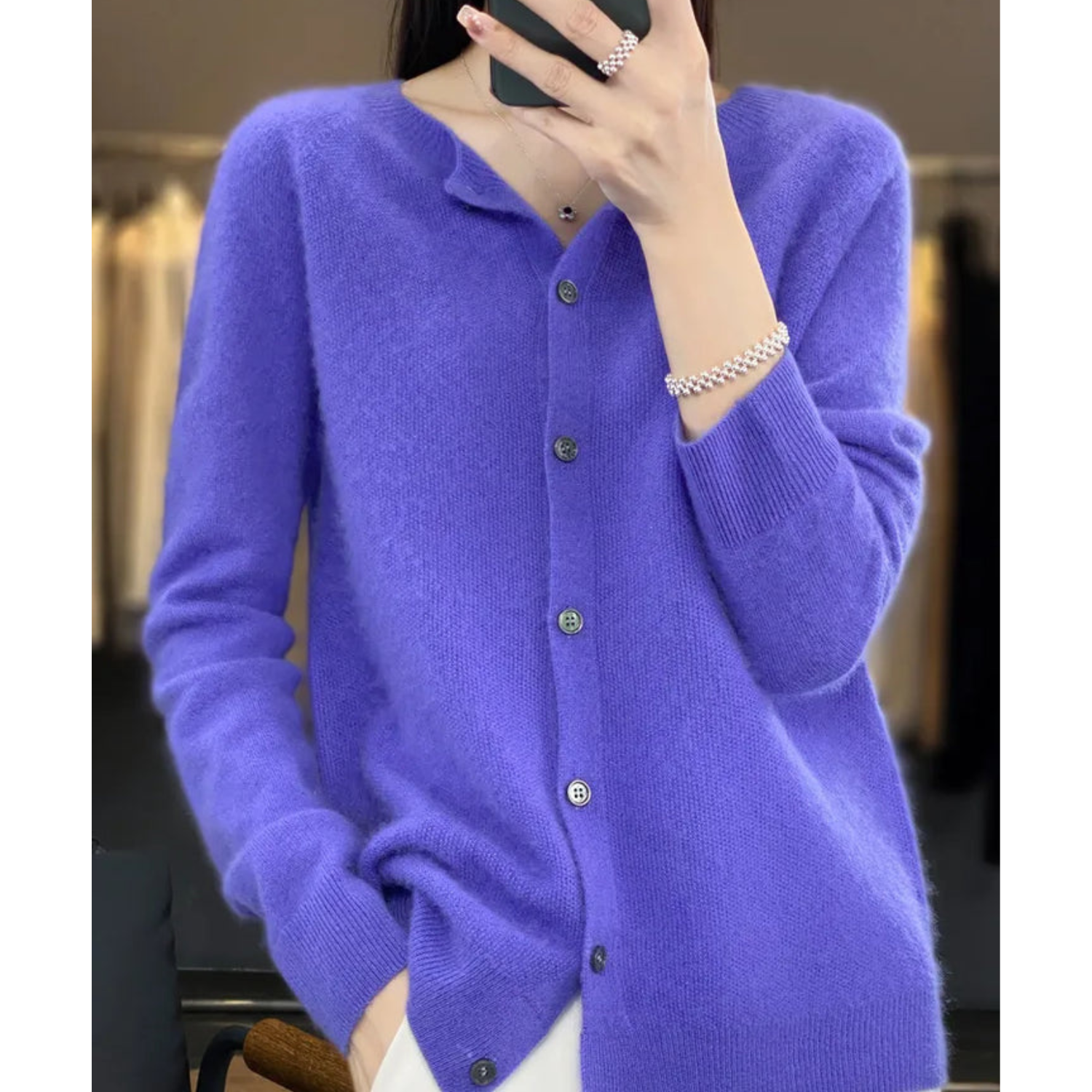 Zuiver Merinowolle Damen O-Hals Gestrickte Weste Kaschmir Pullover