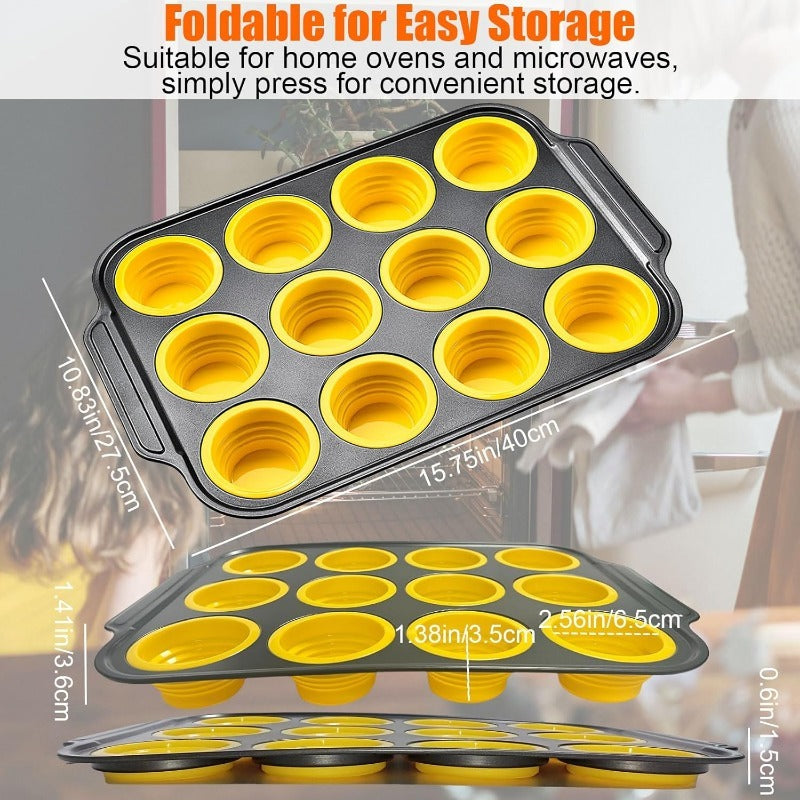 Silikon-Muffinform mit Robuster Metallrahmen – Flexible Backform für Muffins und Cupcakes
