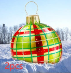 Aufblasbare Weihnachtskugel Außen Deko 60cm – Wetterbeständige PVC Weihnachtsdekoration