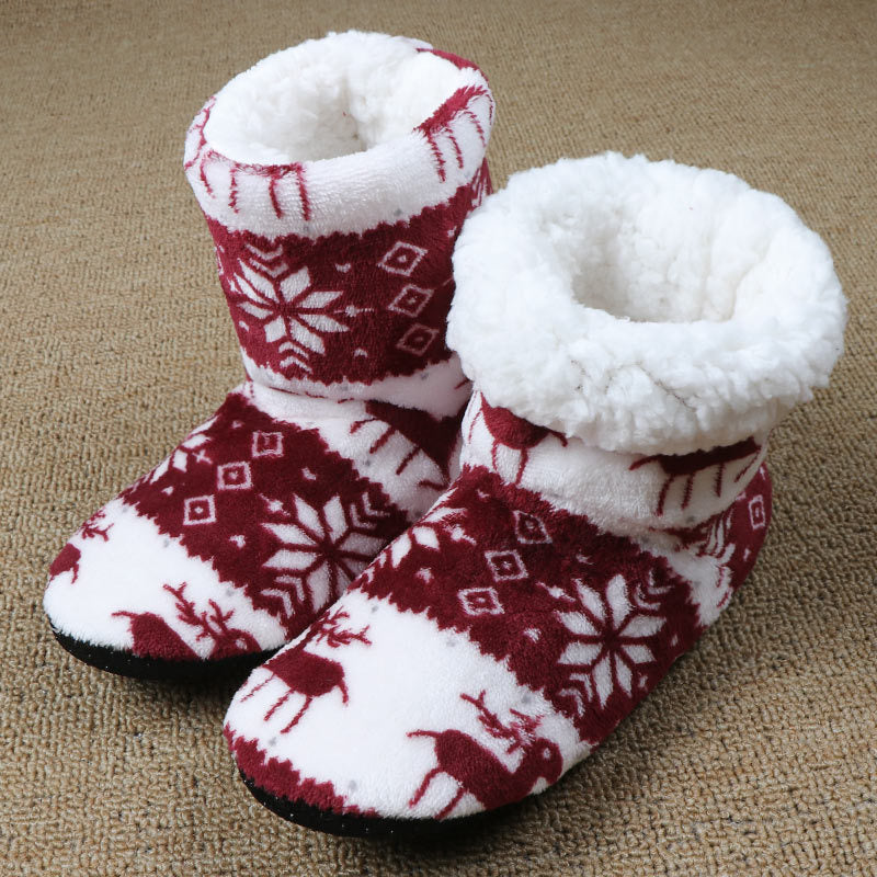 Warme Weihnachts-Hausschuhe aus Korallenfleece