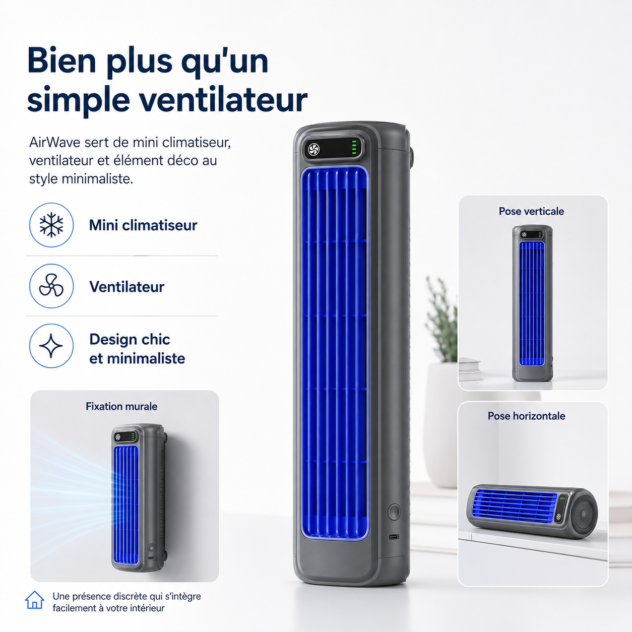 AirWave – Tragbare wiederaufladbare Klimaanlage mit 12 Stunden Akkulaufzeit