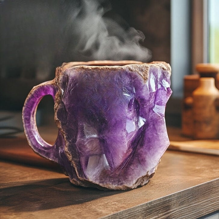 Handgefertigte Kaffeetassen aus Mineral-Kristall, Isoliert, Mikrowellengeeignet, 350-450 ml