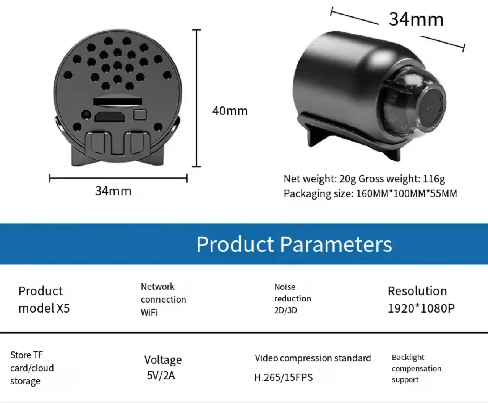 Mini 5G Wireless Kamera 1080P HD