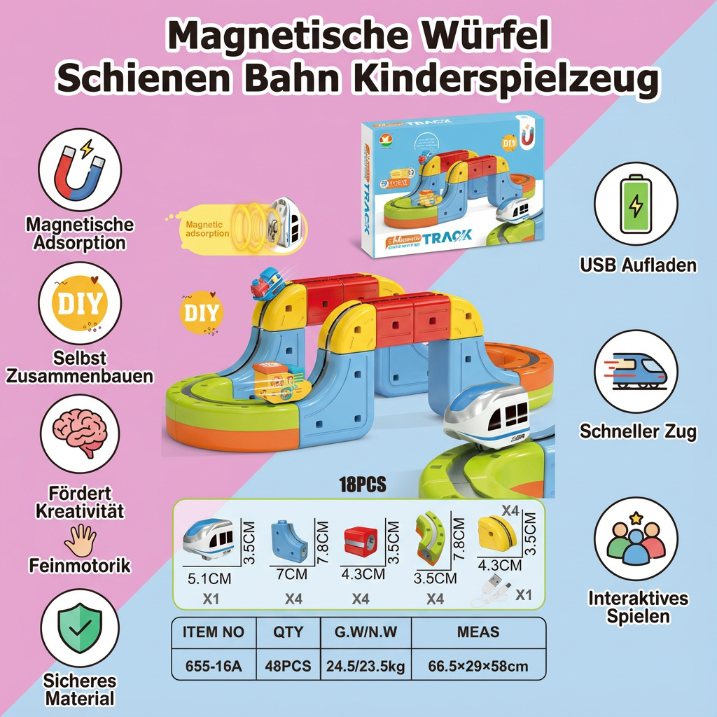 Magnetische Kubustreinset Kinderspielzeug