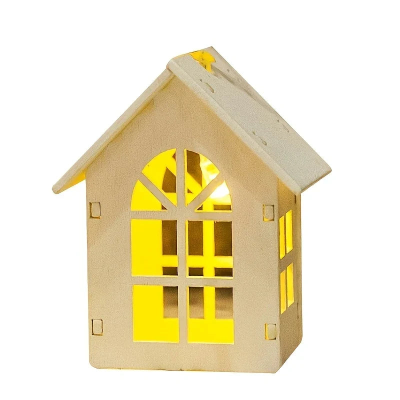LED Weihnachtsbeleuchtung mit Mini-Häuschen – Dekorativer Lichtervorhang für Innenräume