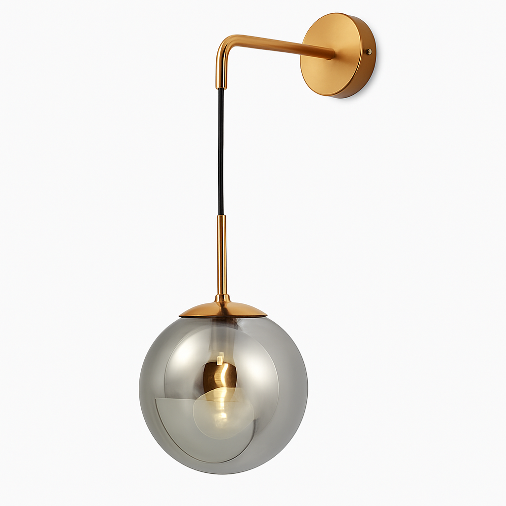 Wandleuchte mit hängender Glas-Kugel