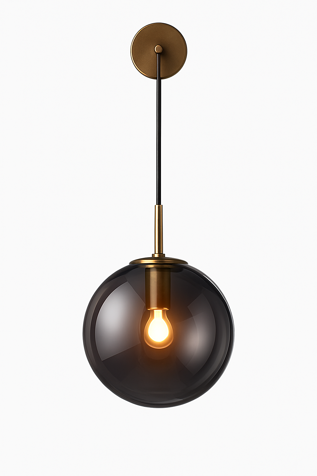 Wandleuchte mit hängender Glas-Kugel