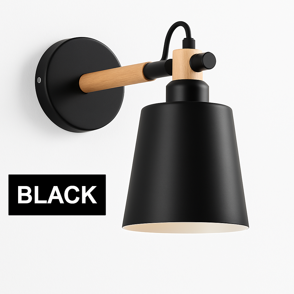 Wandlampe LED aus Holz und Metall im Nordic-Stil