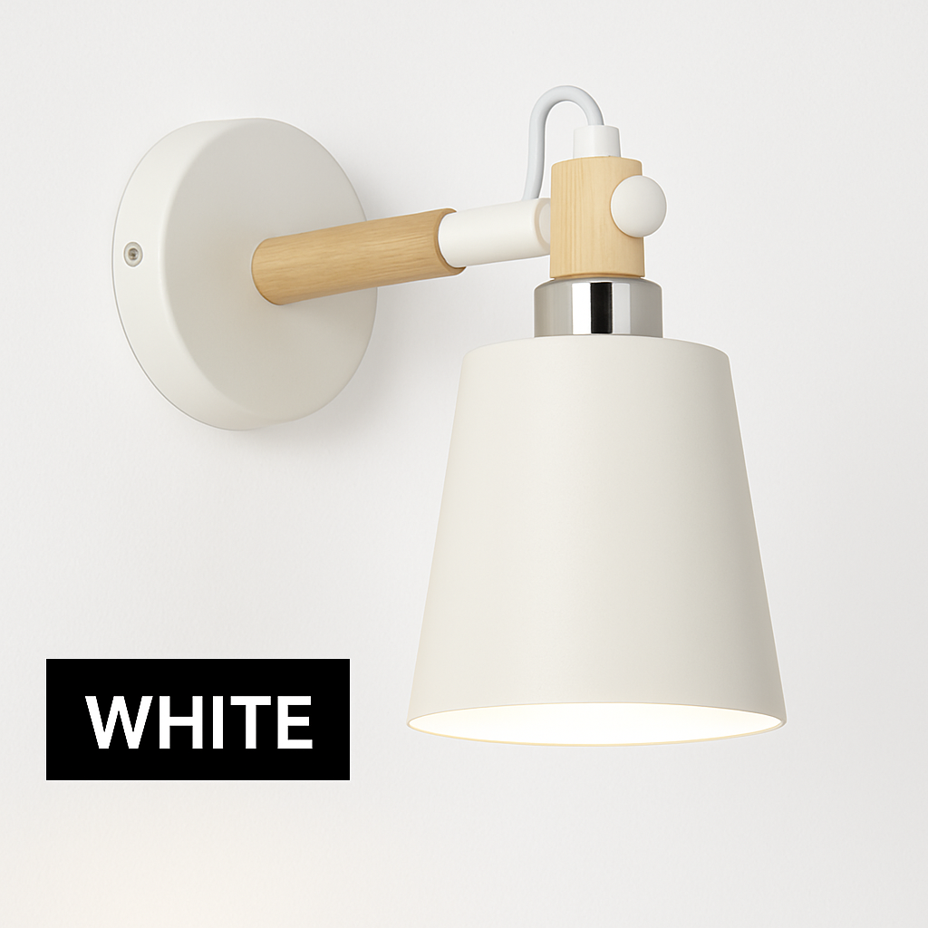 Wandlampe LED aus Holz und Metall im Nordic-Stil