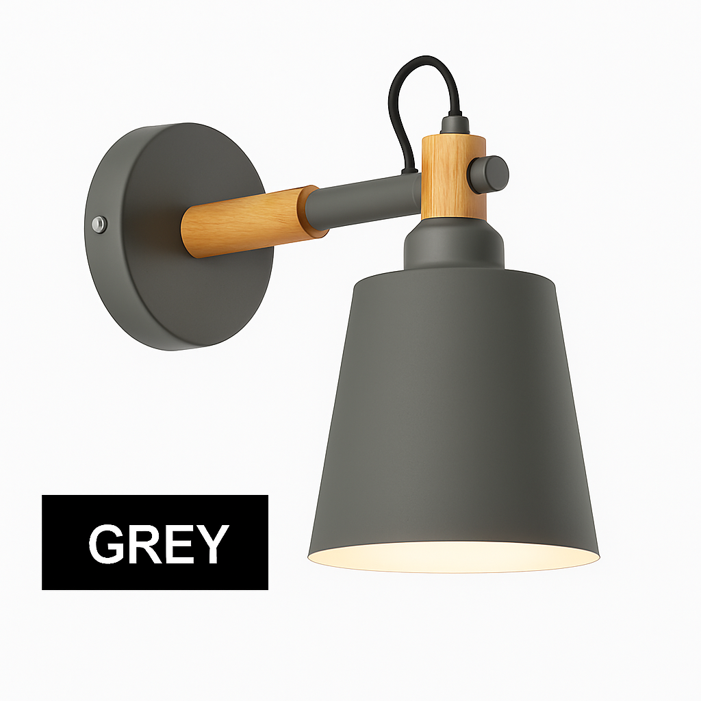 Wandlampe LED aus Holz und Metall im Nordic-Stil