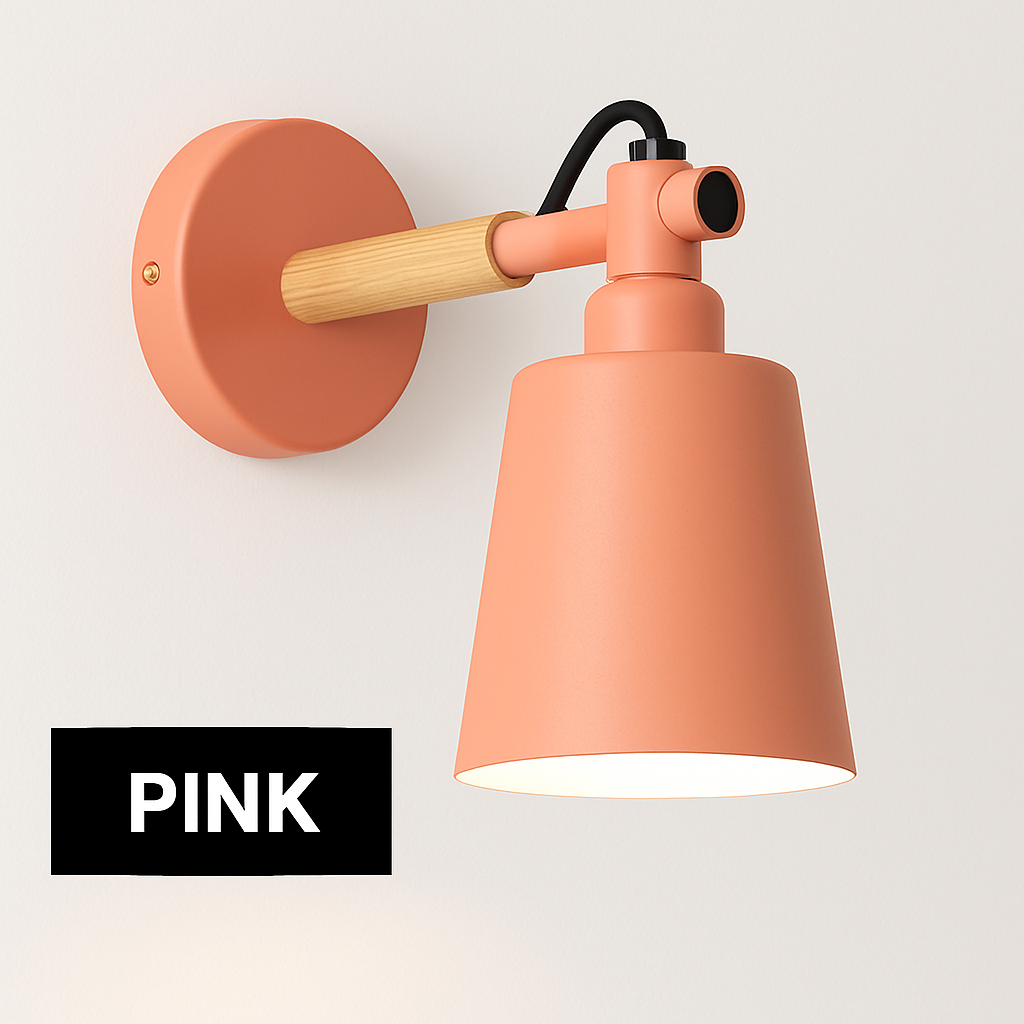 Wandlampe LED aus Holz und Metall im Nordic-Stil