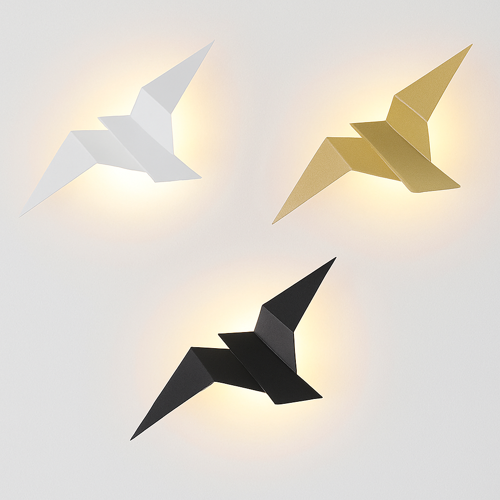 Moderne LED-Wandlampe Vogel im Origami-Stil Naila