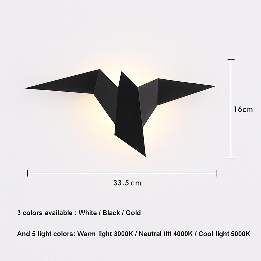 Moderne LED-Wandlampe Vogel im Origami-Stil Naila