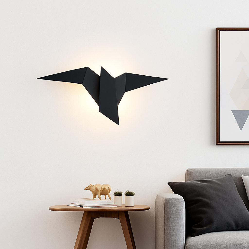 Moderne LED-Wandlampe Vogel im Origami-Stil Naila