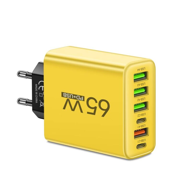 PowerMax 65W 6-in-1 Schnellladegerät – Lade Bis Zu 6 Geräte Gleichzeitig – Ideal Für Zuhause, Büro und Reisen