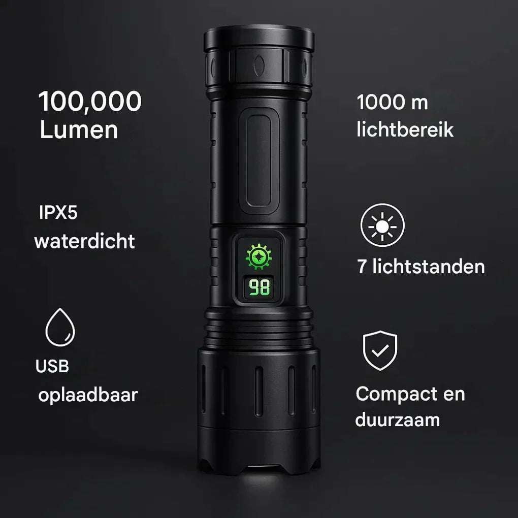 UltraStarke Nachtsicht Taschenlampe Pro – Wiederaufladbare Aluminiumlampe