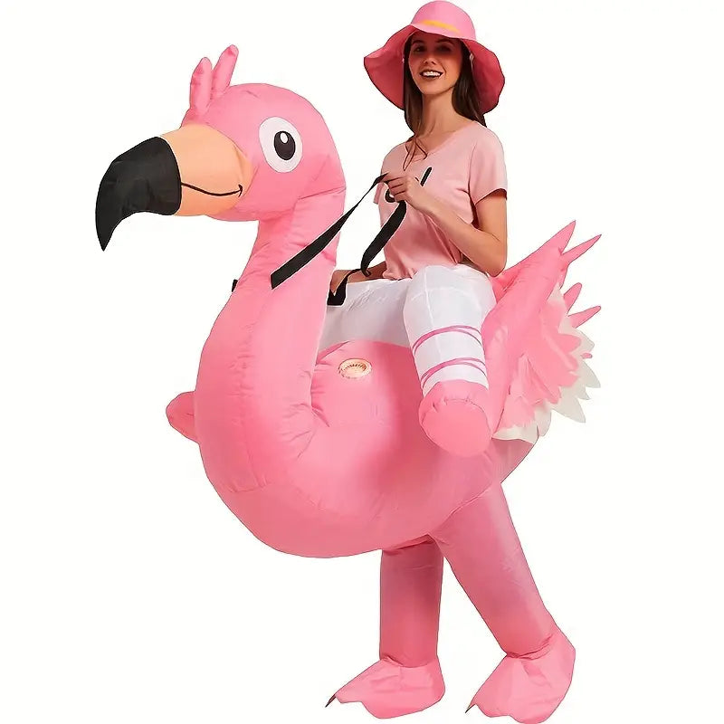 FlamingoRider - Lustiges Aufblasbares Flamingo Kostüm für Karneval & Festliche Anlässe