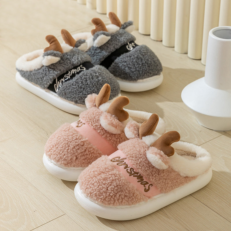 Warme Antler Weihnachtspantoffeln für Damen und Herren