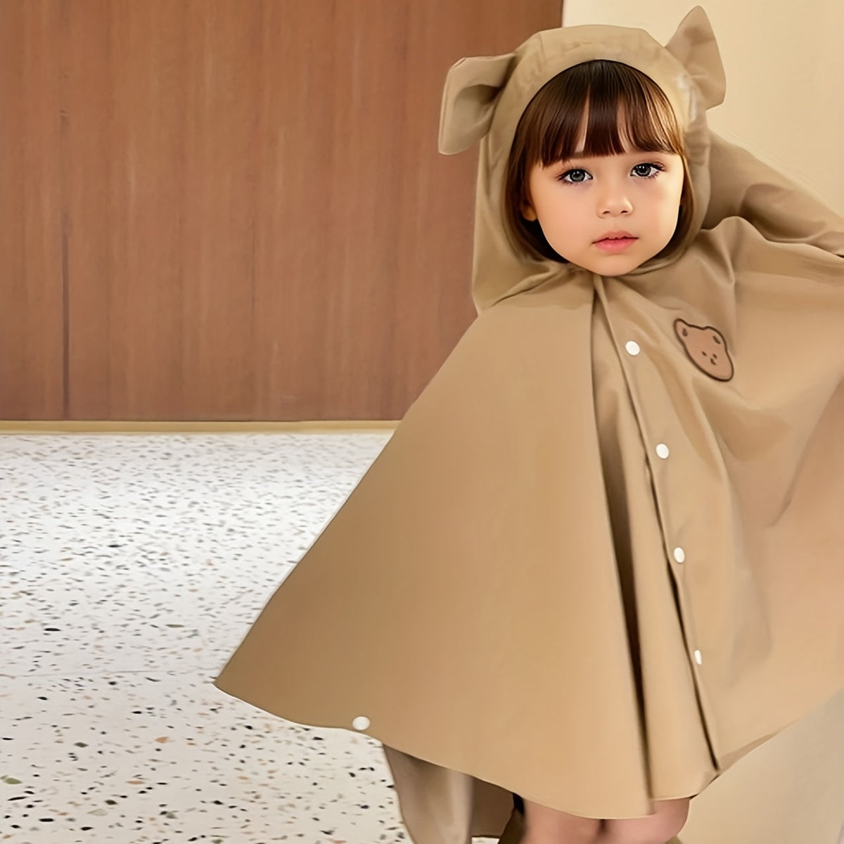 Kinder Regenjacke mit Kapuze – Wasserdichte Jacke mit Bären- oder Hasenmotiv