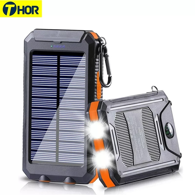 Solarbatterie 8000mAh - Doppel-USB, Wasserdicht, Stoßfest, LED