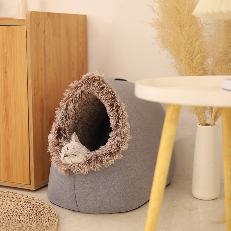 CozyNest Tierhöhle Bett | Warmer und bequemer Rückzugsort für Ihren pelzigen Freund