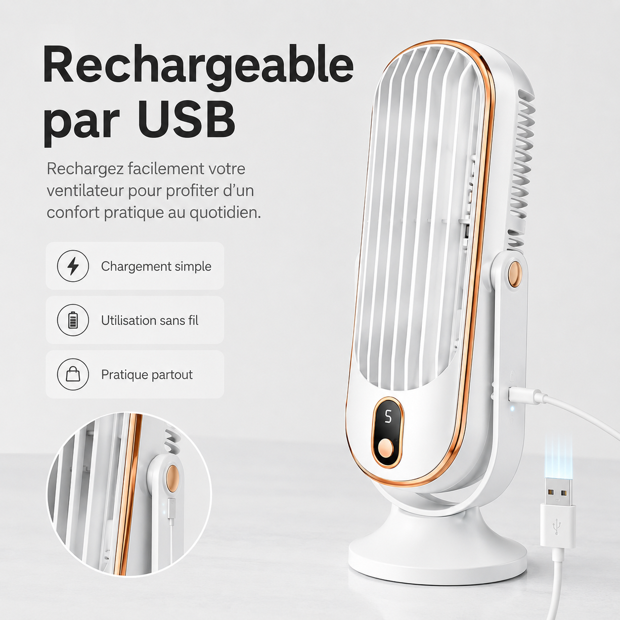 AeroLux Elite Kühlventilator | Dualmotor, 720° Rotation, USB wiederaufladbar & ultra-leise für ultimativen Komfort überall