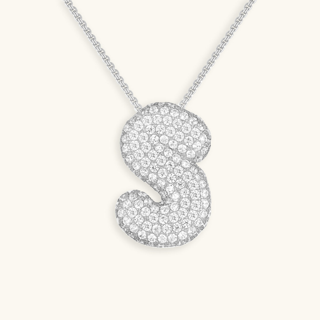Bubble Initial-Diamant-Halskette