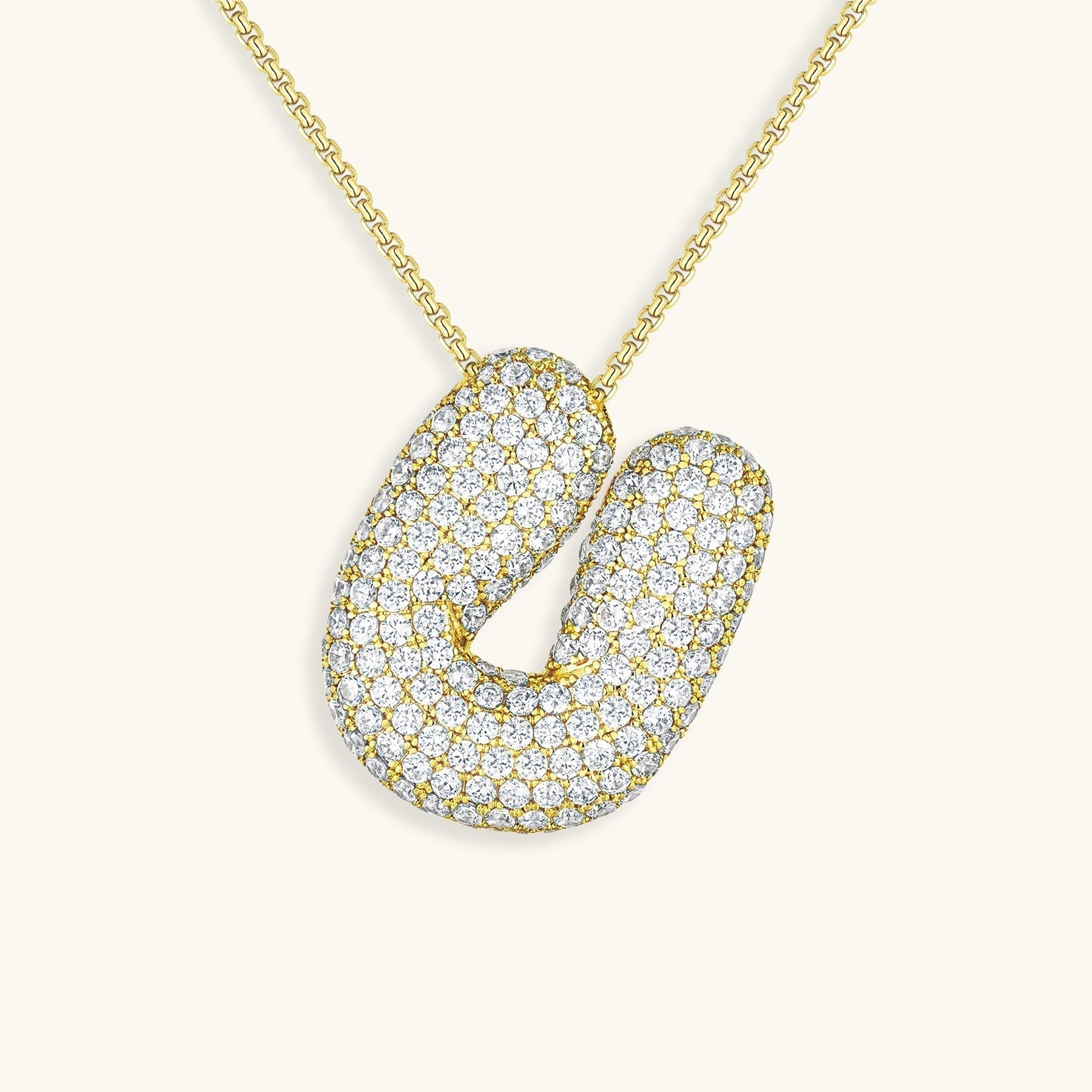 Bubble Initial-Diamant-Halskette