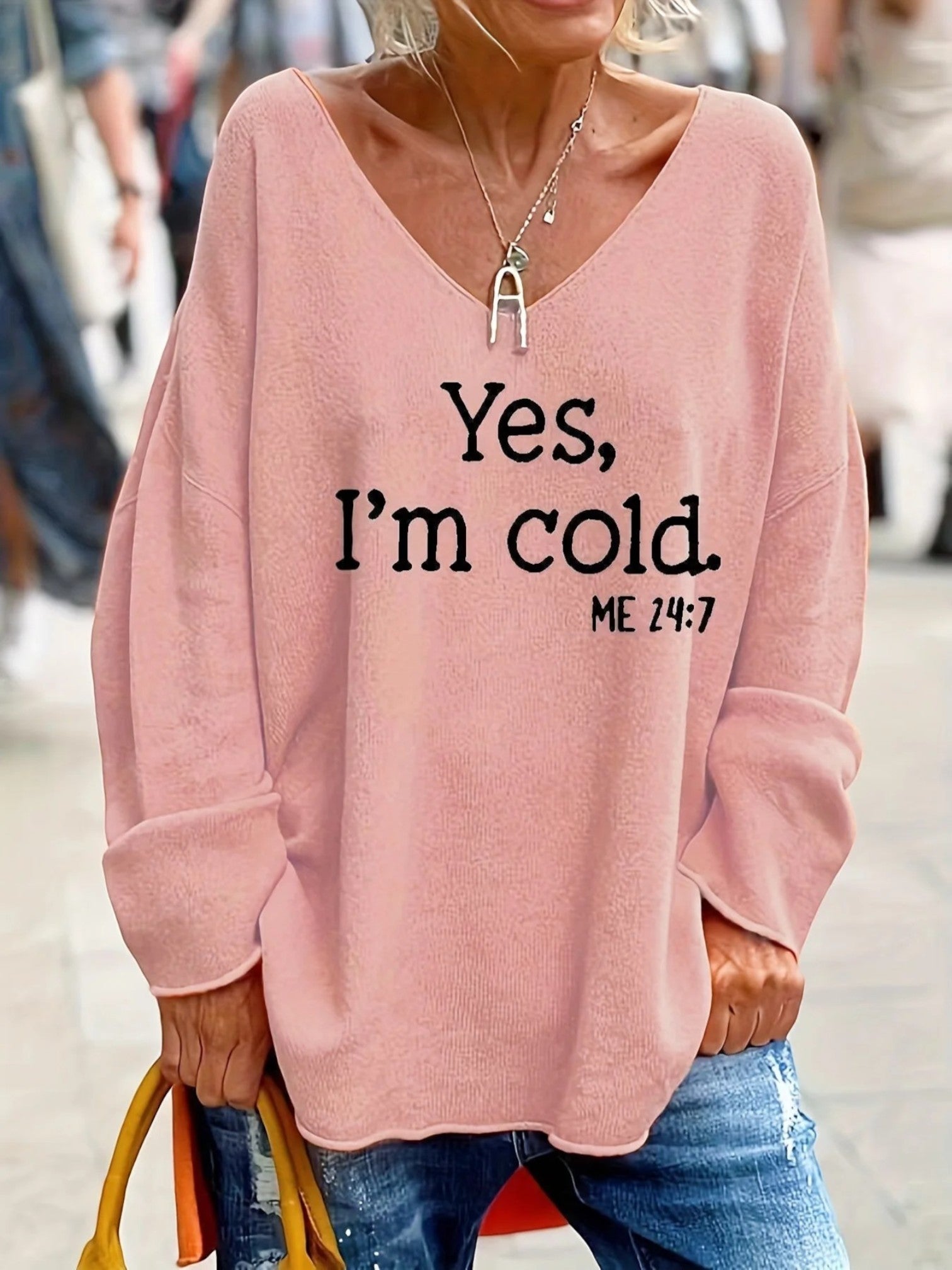Lässiger Pullover mit V-Ausschnitt | Oversized
