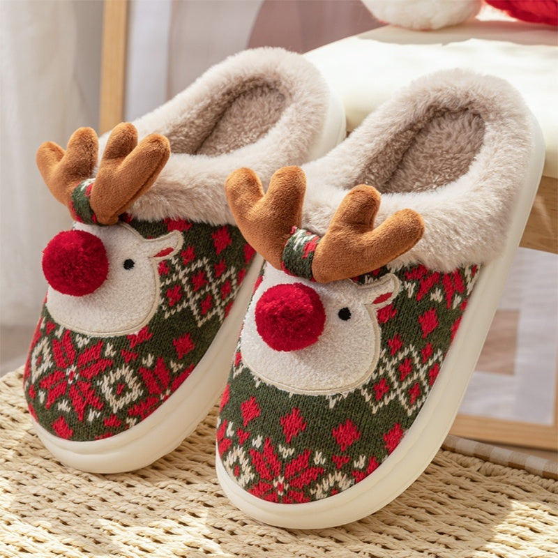 Weihnachtliche Hausschuhe mit Besticktem Stoff