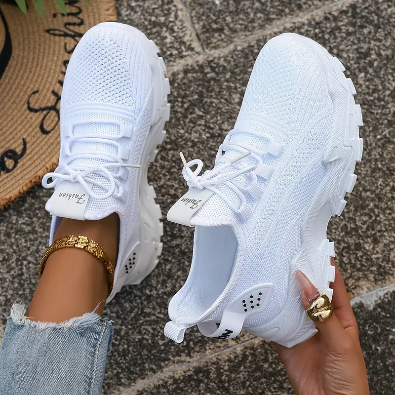 Damen Atmungsaktive Strick-Sneaker - Leichtgewicht, Bequeme Niedrige Laufschuhe für Alle Jahreszeiten