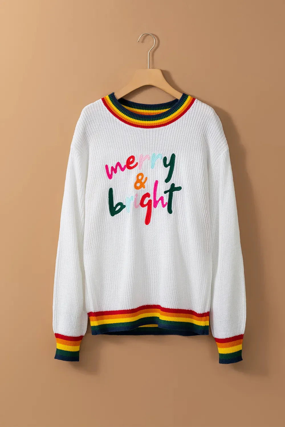 Fröhlicher & Heller Regenbogenrand Weihnachts-Pullover
