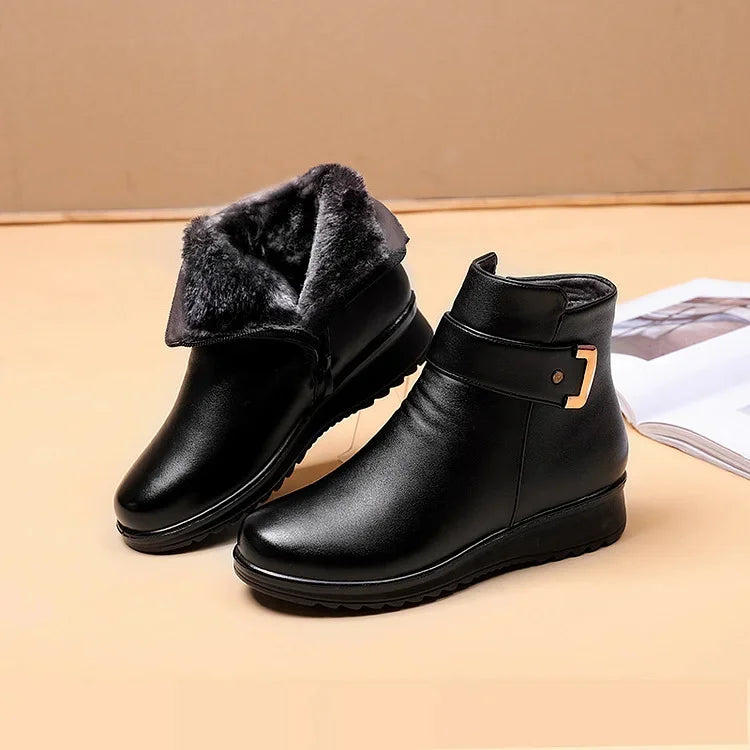 Leder Orthopädische Damenstiefel – Bequeme Winterstiefel mit Wollfutter