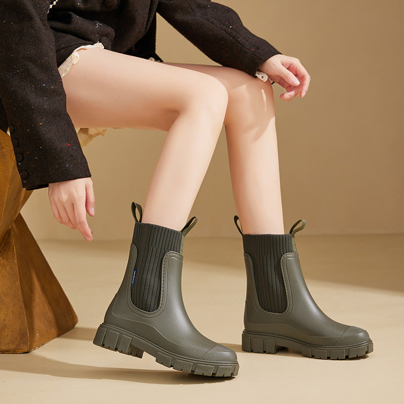 Wasserdichte Gummistiefel für Damen | Höhenverstellbares Plateau & Rutschfeste PVC-Sohle