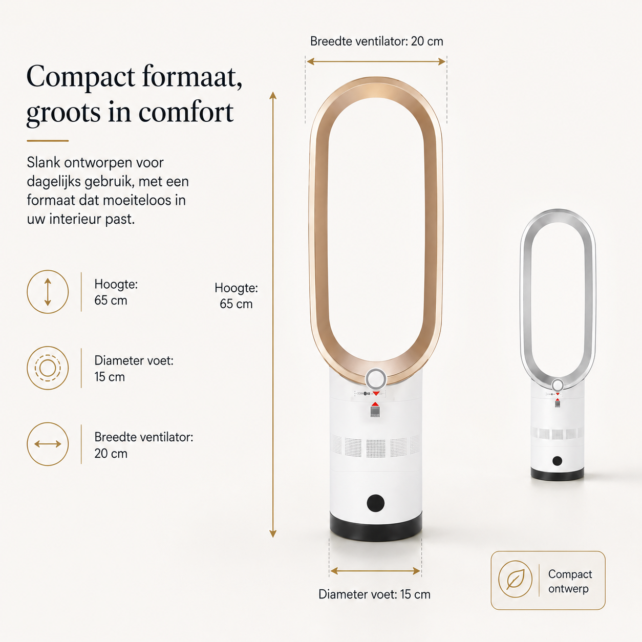 Airpure | Kompakter 3-in-1 Luftreiniger & Kühler | Mit Oszillation & LED Touch-Bedienfeld