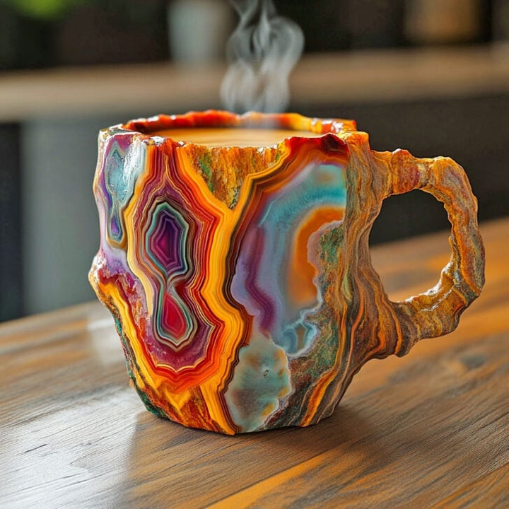 Handgefertigte Kaffeetassen aus Mineral-Kristall, Isoliert, Mikrowellengeeignet, 350-450 ml