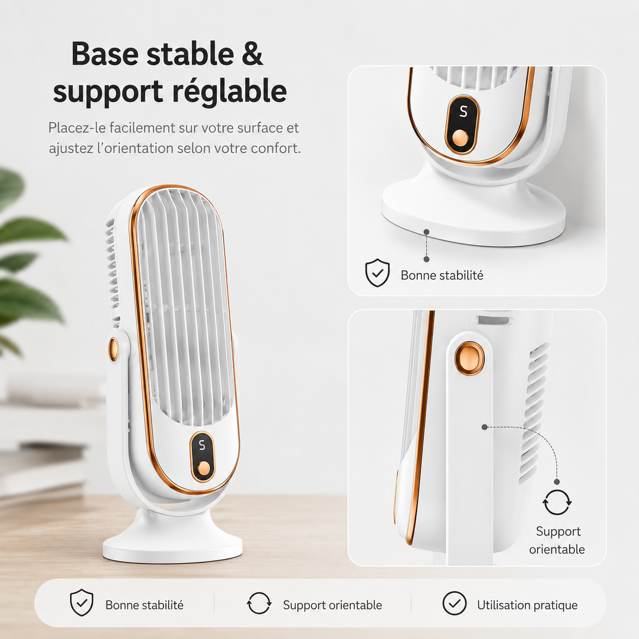 AeroLux Elite Kühlventilator | Dualmotor, 720° Rotation, USB wiederaufladbar & ultra-leise für ultimativen Komfort überall