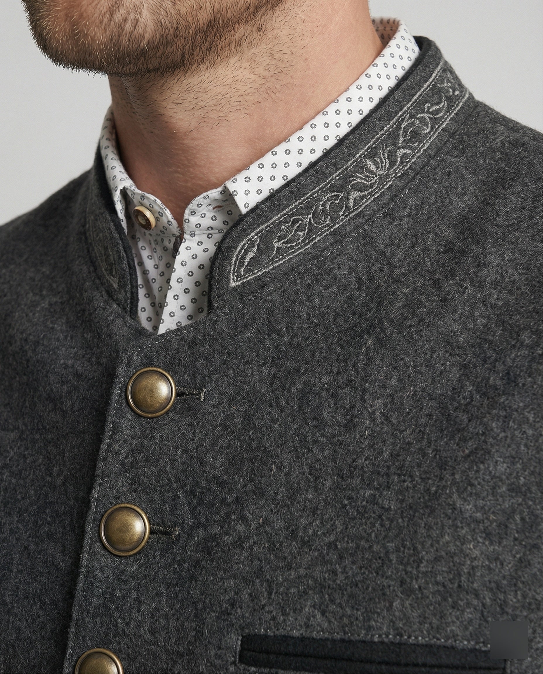 Heidi-Mode - Elegante Herren Trachtenweste Grau Traditionell