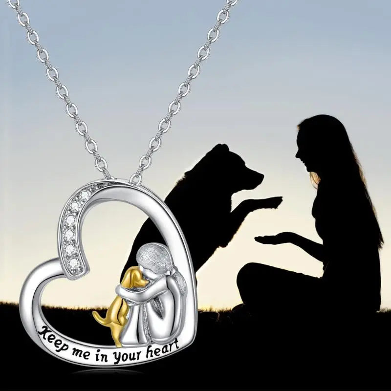 SilverHeart | Silberkette mit Herz, Hund und Zirkonia Stein