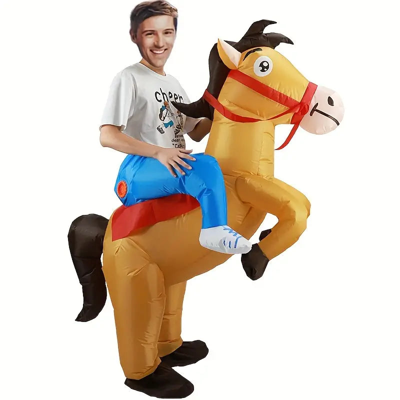 CowboyPony - Aufblasbares Pferdekostüm für Erwachsene, Jazz Cowboy Stil, Tier Thema, Perfekt für Karneval und Partys
